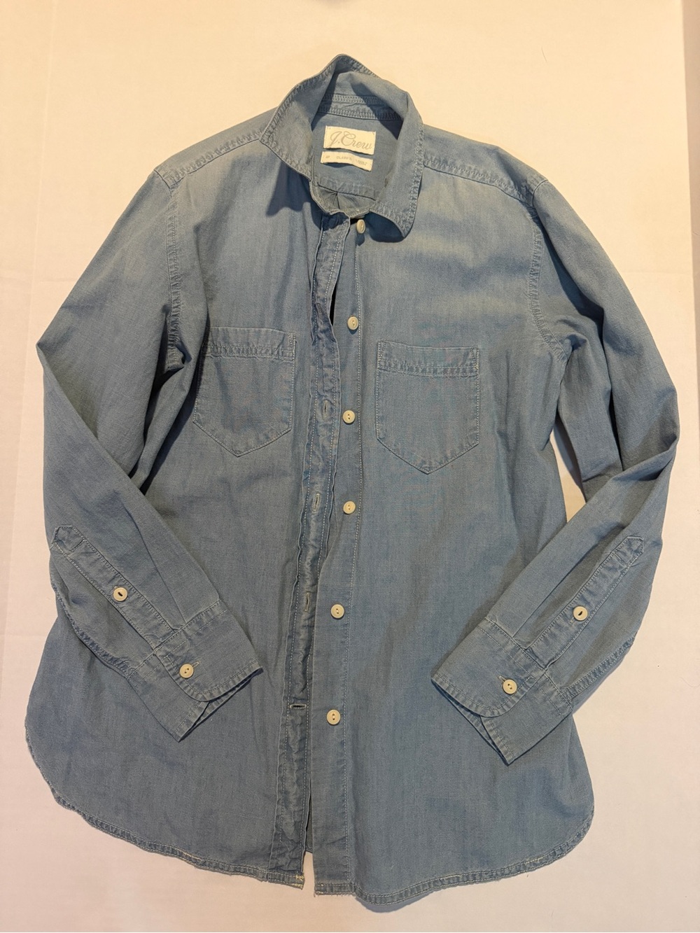 J. Crew Light Denim Button-Down Shirt - Faded Blue Chambray